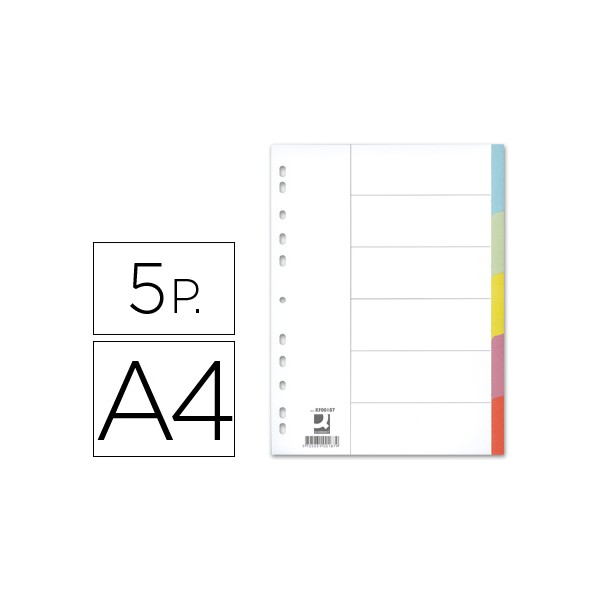 Separador q-connect cartulina juego de 5 separadores din a4 -multitaladro. Separador q-connect cartulina juego de 5 separadores din a4 -multitaladro.