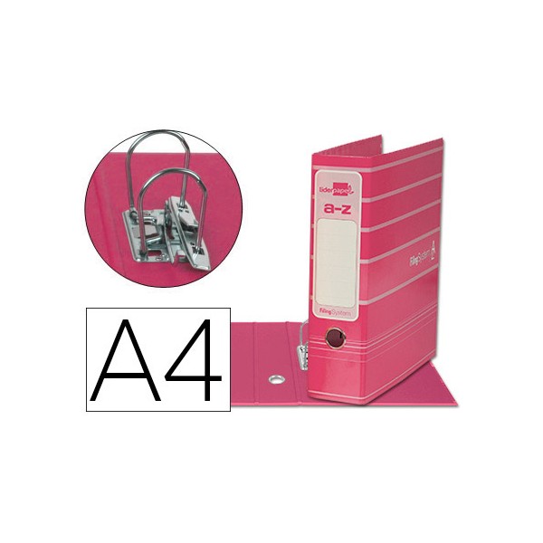 Archivador de palanca liderpap el a4 filing system forrado con rado lomo 75mm rosa compresor metalico. Archivador de palanca liderpap el a4 filing system forrado con rado lomo 75mm rosa compresor metalico.