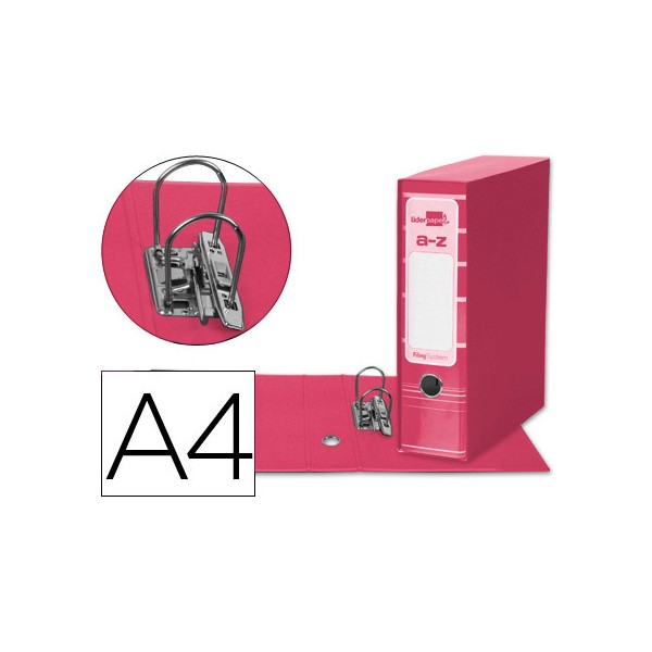 Archivador de palanca liderpap el a4 filing system forrado sin rado lomo 80mm rosa con caja y compresor metalico. Archivador de palanca liderpap el a4 filing system forrado sin rado lomo 80mm rosa con caja y compresor metalico.