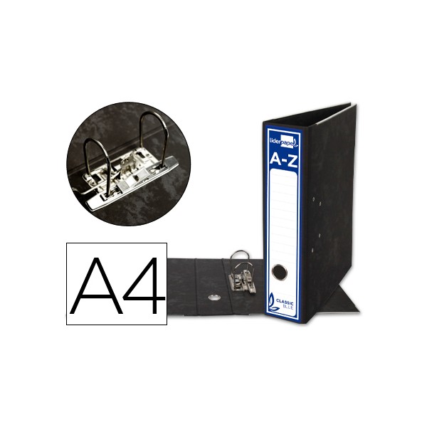 Archivador de palanca liderpapel a4 classic blue carton entrecolado sin rado lomo 80mm negro compresor metalico. Archivador de palanca liderpapel a4 classic blue carton entrecolado sin rado lomo 80mm negro compresor metalico.