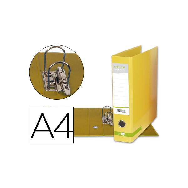 Archivador de palanca liderpapel a4 color system forrado sin rado lomo 80mm amarillo compresor metalico. Archivador de palanca liderpapel a4 color system forrado sin rado lomo 80mm amarillo compresor metalico.