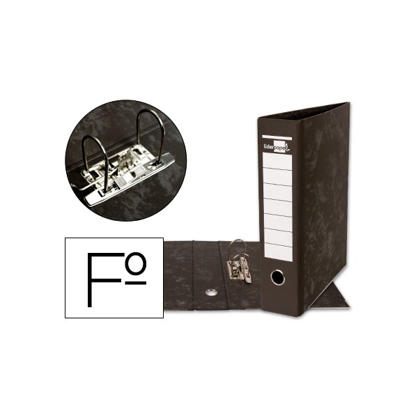 Archivador de palanca liderpapel folio carton forrado sin rado lomo 80mm negro compresor metalico. Archivador de palanca liderpapel folio carton forrado sin rado lomo 80mm negro compresor metalico.