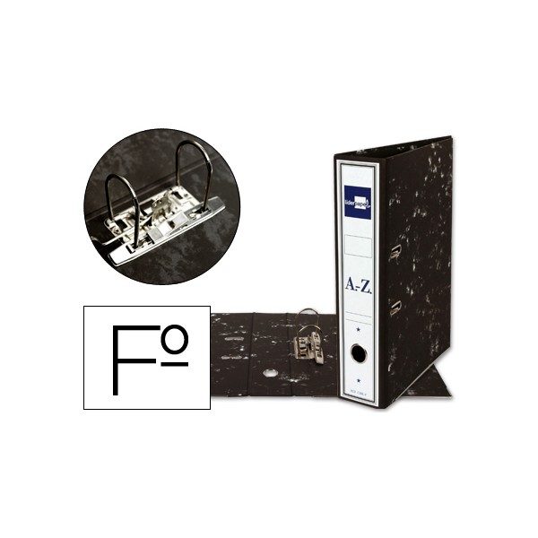 Archivador de palanca liderpapel folio classic black carton entrecolado con rado lomo 75mm negro compresor metal. Archivador de palanca liderpapel folio classic black carton entrecolado con rado lomo 75mm negro compresor metal.
