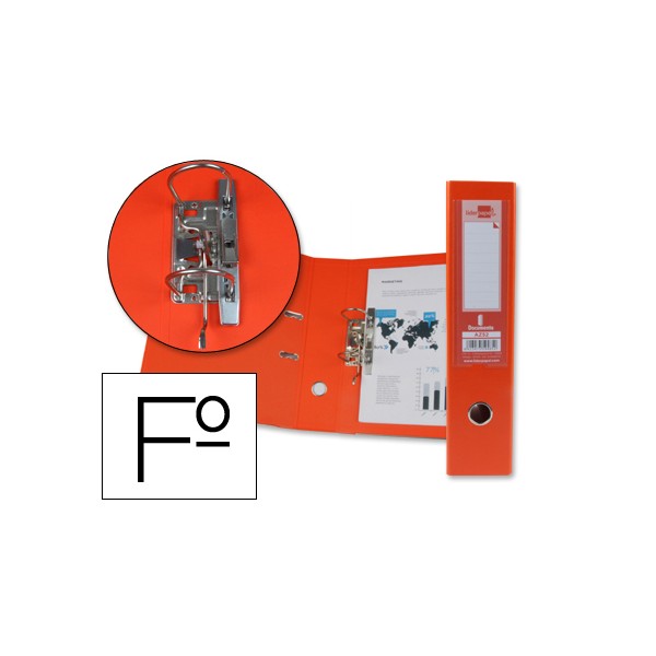 Archivador de palanca liderpapel folio documenta forrado pvc con rado lomo 75mm naranja con compresor. Archivador de palanca liderpapel folio documenta forrado pvc con rado lomo 75mm naranja con compresor.