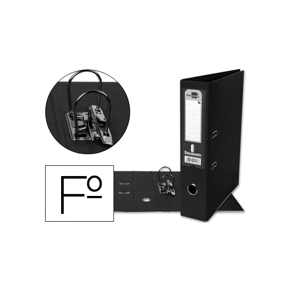Archivador de palanca liderpapel folio documenta forrado pvc con rado lomo 75mm negro compresor metalico. Archivador de palanca liderpapel folio documenta forrado pvc con rado lomo 75mm negro compresor metalico.
