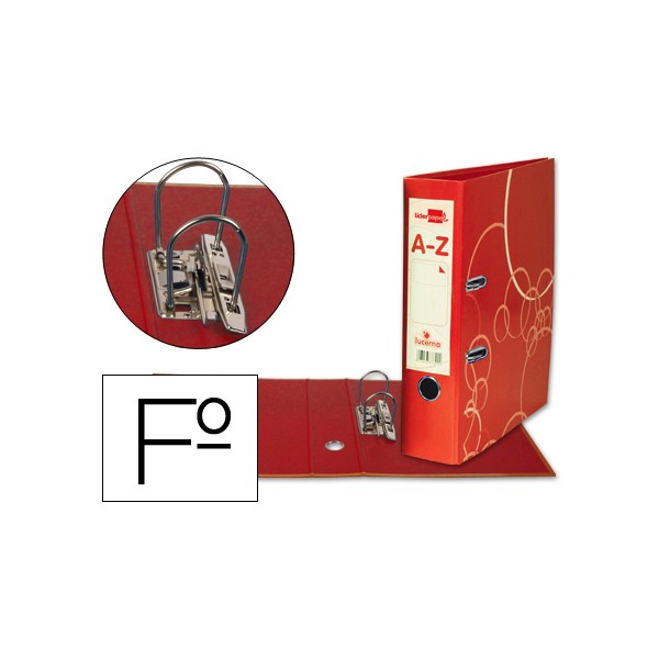 Archivador de palanca liderpapel lucerna carton forrado folio rojo -con rado lomo de 75 mm con etiquetero. Archivador de palanca liderpapel lucerna carton forrado folio rojo -con rado lomo de 75 mm con etiquetero.