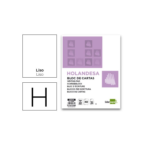 Bloc de cartas liderpapel liso holandesa 40 hojas 60g/m2. Bloc de cartas liderpapel liso holandesa 40 hojas 60g/m2.