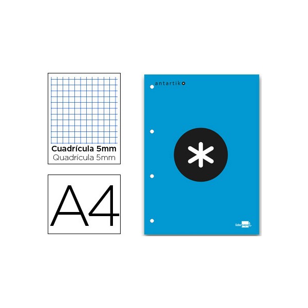 Bloc encolado liderpapel antartik cuadro 5 mm a4 natural 80 h 100 gr color azul. Bloc encolado liderpapel antartik cuadro 5 mm a4 natural 80 h 100 gr color azul.