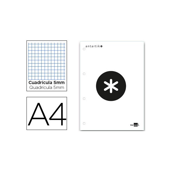 Bloc encolado liderpapel antartik cuadro 5 mm a4 natural 80 h 100 gr color blanco. Bloc encolado liderpapel antartik cuadro 5 mm a4 natural 80 h 100 gr color blanco.