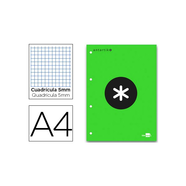 Bloc encolado liderpapel antartik cuadro 5 mm a4 natural 80 h 100 gr color verde. Bloc encolado liderpapel antartik cuadro 5 mm a4 natural 80 h 100 gr color verde.