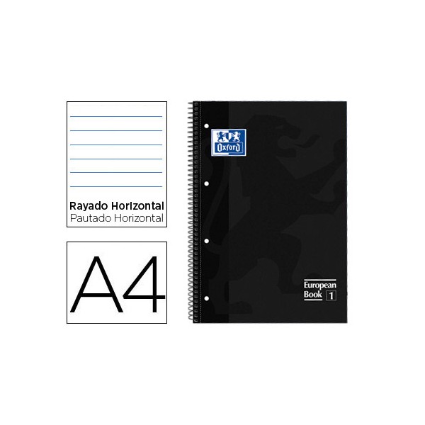 Bloc espiral oxford tapa extradura microperforado din a4 80 hojas rayado horizontal color negro. Bloc espiral oxford tapa extradura microperforado din a4 80 hojas rayado horizontal color negro.