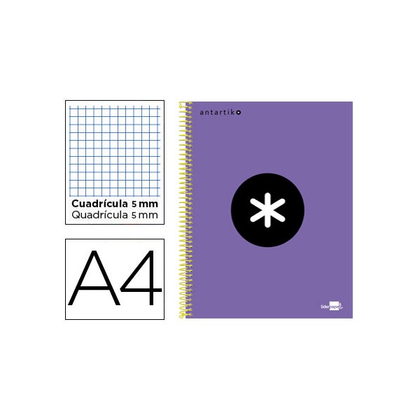 Cuaderno espiral liderpapel a4 micro antartik tapa forrada 120h 100 gr cuadro5mm 5 bandas 4 taladros color violeta. Cuaderno espiral liderpapel a4 micro antartik tapa forrada 120h 100 gr cuadro5mm 5 bandas 4 taladros color violeta.