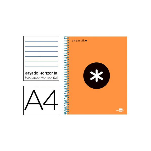 Cuaderno espiral liderpapel a4 micro antartik tapa forrada 120h 100 gr horizontal 5 bandas 4 taladros color naranja flfl. Cuaderno espiral liderpapel a4 micro antartik tapa forrada 120h 100 gr horizontal 5 bandas 4 taladros color naranja flfl.