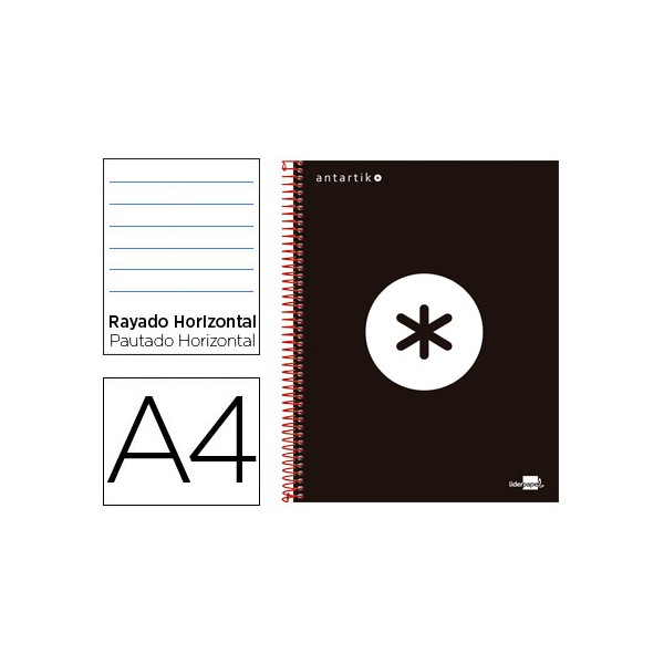 Cuaderno espiral liderpapel a4 micro antartik tapa forrada 120h 100 gr horizontal 5 bandas 4 taladros color negro. Cuaderno espiral liderpapel a4 micro antartik tapa forrada 120h 100 gr horizontal 5 bandas 4 taladros color negro.