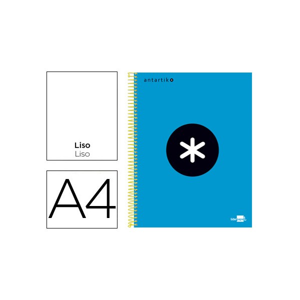 Cuaderno espiral liderpapel a4 micro antartik tapa forrada 120h 100 gr liso con bandas 4 taladros color azul. Cuaderno espiral liderpapel a4 micro antartik tapa forrada 120h 100 gr liso con bandas 4 taladros color azul.