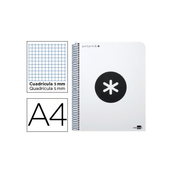 Cuaderno espiral liderpapel a4 micro antartik tapa plastico 120h 100 gr cuadro 5mm 5 bandas 4 taladros blanco. Cuaderno espiral liderpapel a4 micro antartik tapa plastico 120h 100 gr cuadro 5mm 5 bandas 4 taladros blanco.
