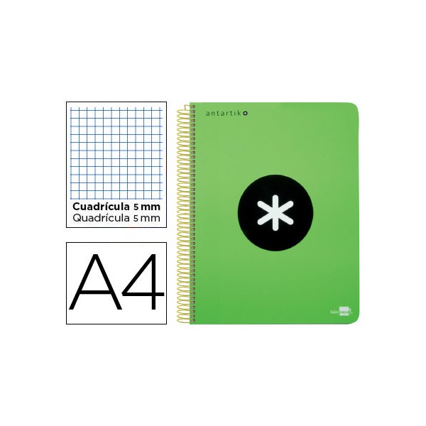 Cuaderno espiral liderpapel a4 micro antartik tapa plastico 120h 100 gr cuadro 5mm 5 bandas 4 taladros verde fluor. Cuaderno espiral liderpapel a4 micro antartik tapa plastico 120h 100 gr cuadro 5mm 5 bandas 4 taladros verde fluor.