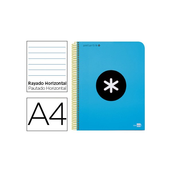 Cuaderno espiral liderpapel a4 micro antartik tapa plastico 120h 100 gr horizontal 5 bandas 4 taladros color azul. Cuaderno espiral liderpapel a4 micro antartik tapa plastico 120h 100 gr horizontal 5 bandas 4 taladros color azul.