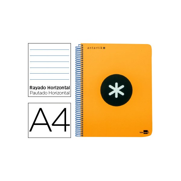 Cuaderno espiral liderpapel a4 micro antartik tapa plastico 120h 100 gr horizontal 5 bandas 4 taladros naranja fluor. Cuaderno espiral liderpapel a4 micro antartik tapa plastico 120h 100 gr horizontal 5 bandas 4 taladros naranja fluor.