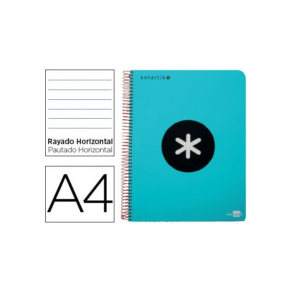 Cuaderno espiral liderpapel a4 micro antartik tapa plastico 120h 100 gr horizontal 5 bandas 4 taladros turquesa. Cuaderno espiral liderpapel a4 micro antartik tapa plastico 120h 100 gr horizontal 5 bandas 4 taladros turquesa.