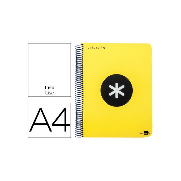 Cuaderno espiral liderpapel a4 micro antartik tapa plastico 120h 100 gr liso con bandas 4 taladros amarillo. Cuaderno espiral liderpapel a4 micro antartik tapa plastico 120h 100 gr liso con bandas 4 taladros amarillo.