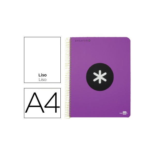 Cuaderno espiral liderpapel a4 micro antartik tapa plastico 120h 100 gr liso con bandas 4 taladros violeta. Cuaderno espiral liderpapel a4 micro antartik tapa plastico 120h 100 gr liso con bandas 4 taladros violeta.