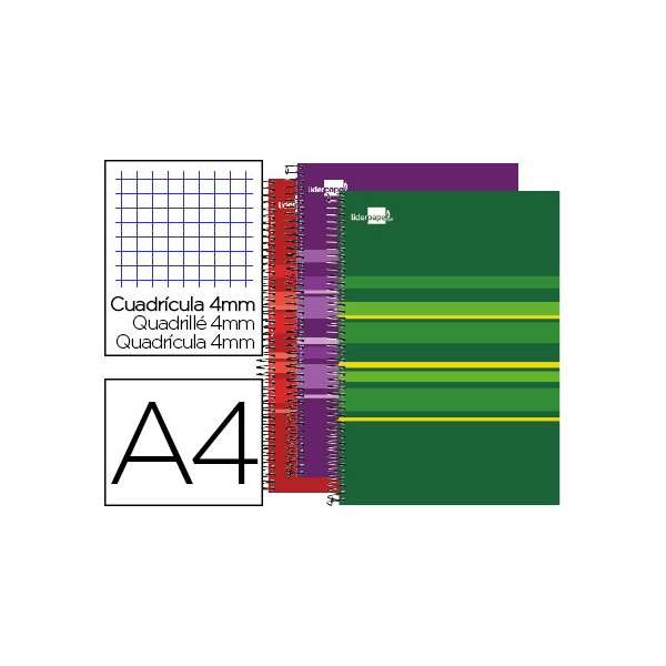 Cuaderno espiral liderpapel a4 micro classic tapa forrada 160 h 60 gr cuadro4mm 5 banda s 4 taladros colores surtidos s. Cuaderno espiral liderpapel a4 micro classic tapa forrada 160 h 60 gr cuadro4mm 5 banda s 4 taladros colores surtidos s.