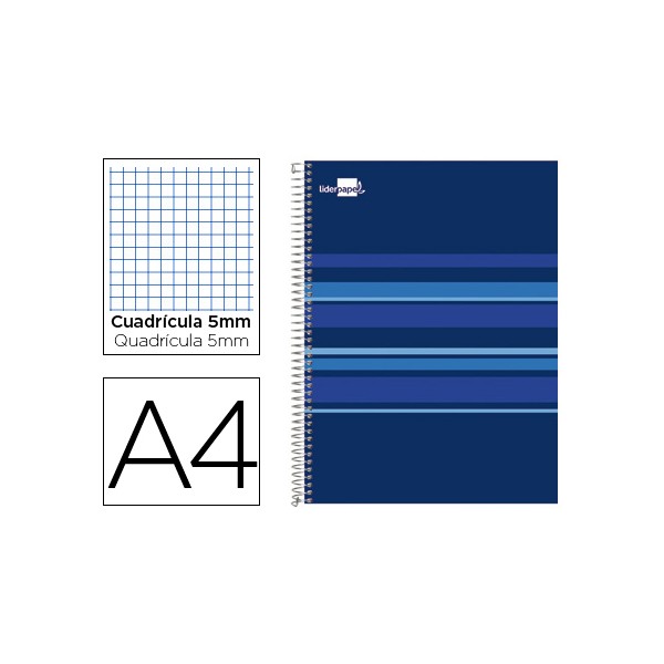 Cuaderno espiral liderpapel a4 micro classic tapa forrada 160h 60 gr cuadro 5mm 5 bandas 4 taladros azul. Cuaderno espiral liderpapel a4 micro classic tapa forrada 160h 60 gr cuadro 5mm 5 bandas 4 taladros azul.