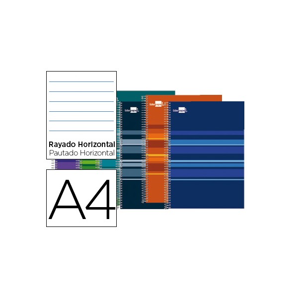 Cuaderno espiral liderpapel a4 micro classic tapa forrada 160h 60 gr horizontal 5 bandas 4 taladros colores surtidos. Cuaderno espiral liderpapel a4 micro classic tapa forrada 160h 60 gr horizontal 5 bandas 4 taladros colores surtidos.