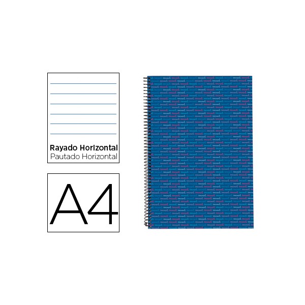 Cuaderno espiral liderpapel a4 micro multilider tapa forrada 140h 80 gr horizontal 5 bandas 4 taladros azul. Cuaderno espiral liderpapel a4 micro multilider tapa forrada 140h 80 gr horizontal 5 bandas 4 taladros azul.