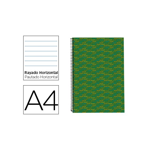 Cuaderno espiral liderpapel a4 micro multilider tapa forrada 140h 80 gr horizontal 5 bandas 4 taladros verde. Cuaderno espiral liderpapel a4 micro multilider tapa forrada 140h 80 gr horizontal 5 bandas 4 taladros verde.