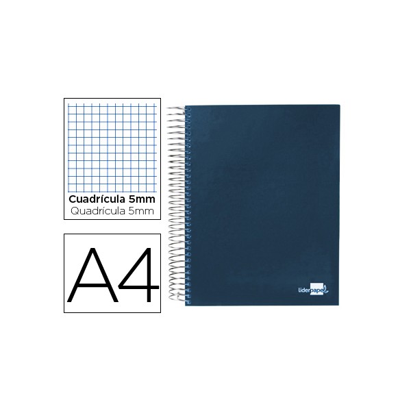 Cuaderno espiral liderpapel a4 micro papercoat tapa forrada 140h 80 gr cuadro5mm 5 bandas 4 taladros azul. Cuaderno espiral liderpapel a4 micro papercoat tapa forrada 140h 80 gr cuadro5mm 5 bandas 4 taladros azul.