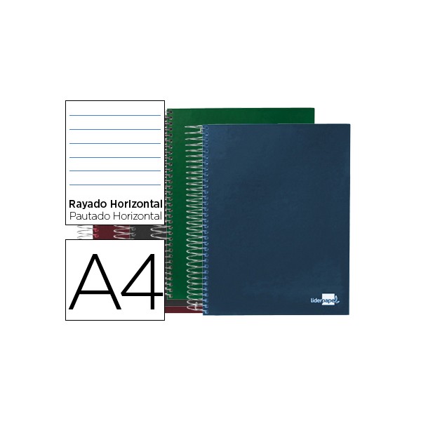 Cuaderno espiral liderpapel a4 micro papercoat tapa forrada 140h 80 gr horizontal 5 ban das 4 taladros colores surtidodo. Cuaderno espiral liderpapel a4 micro papercoat tapa forrada 140h 80 gr horizontal 5 ban das 4 taladros colores surtidodo.