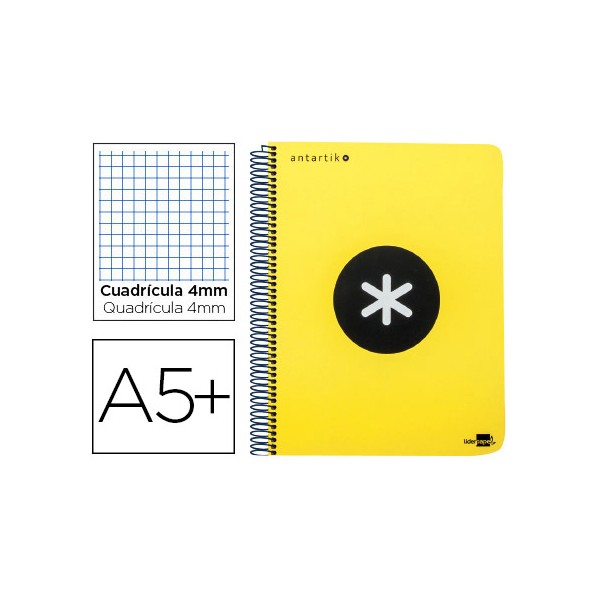 Cuaderno espiral liderpapel a5 antartik tapa dura 80h 100 gr cuadro 5mm con margen color amarillo. Cuaderno espiral liderpapel a5 antartik tapa dura 80h 100 gr cuadro 5mm con margen color amarillo.