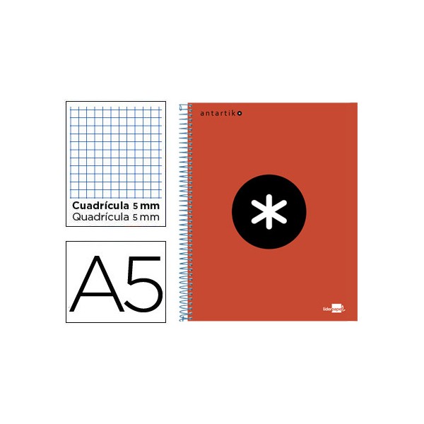 Cuaderno espiral liderpapel a5 micro antartik tapa forrada 120h 100 gr cuadro5mm 5 bandas 6 taladros color rojo. Cuaderno espiral liderpapel a5 micro antartik tapa forrada 120h 100 gr cuadro5mm 5 bandas 6 taladros color rojo.