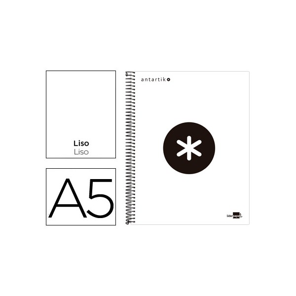 Cuaderno espiral liderpapel a5 micro antartik tapa forrada 120h 100 gr liso con bandas 6 taladros color blanco. Cuaderno espiral liderpapel a5 micro antartik tapa forrada 120h 100 gr liso con bandas 6 taladros color blanco.