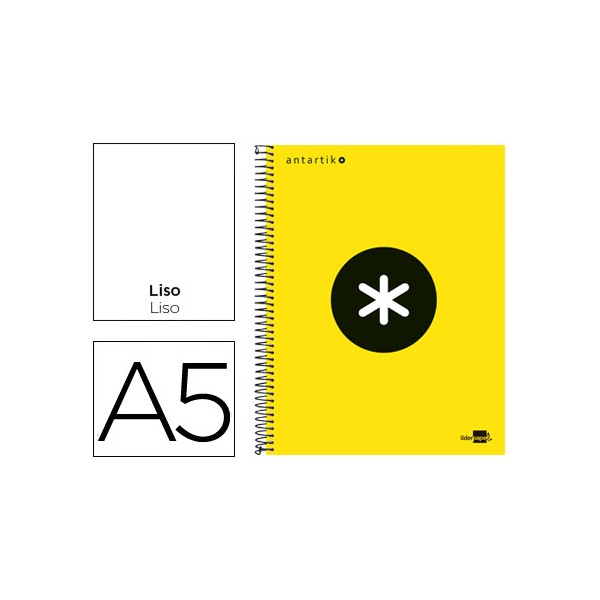 Cuaderno espiral liderpapel a5 micro antartik tapa forrada 120h 100g liso con bandas 6 taladros color amarillo f.. Cuaderno espiral liderpapel a5 micro antartik tapa forrada 120h 100g liso con bandas 6 taladros color amarillo f..
