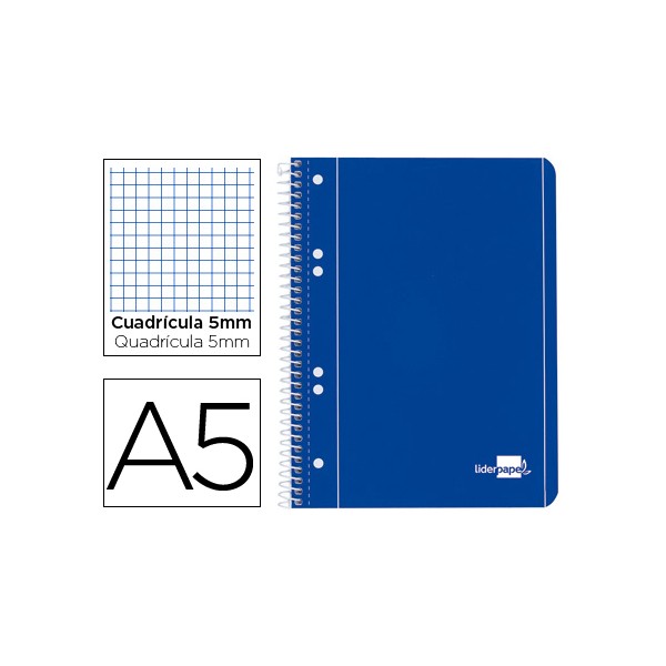 Cuaderno espiral liderpapel a5 micro serie azul tapa blanda 80h 80 gr cuadro5mm 6 taladros azul. Cuaderno espiral liderpapel a5 micro serie azul tapa blanda 80h 80 gr cuadro5mm 6 taladros azul.