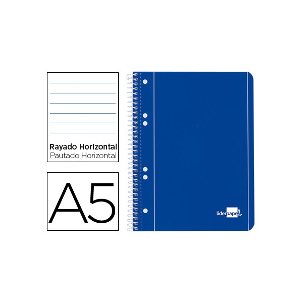 Cuaderno espiral liderpapel a5 micro serie azul tapa blanda 80h 80 gr horizontal 6 taladros azul. Cuaderno espiral liderpapel a5 micro serie azul tapa blanda 80h 80 gr horizontal 6 taladros azul.