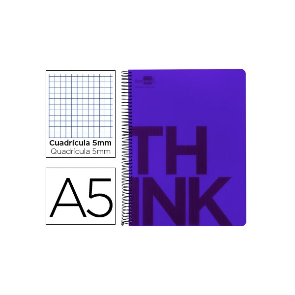 Cuaderno espiral liderpapel a5 micro think tapa plastico 160h 80 gr cuadro 5mm 5 bandas 6 taladros violeta. Cuaderno espiral liderpapel a5 micro think tapa plastico 160h 80 gr cuadro 5mm 5 bandas 6 taladros violeta.