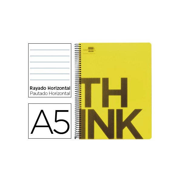 Cuaderno espiral liderpapel a5 micro think tapa plastico 160h 80 gr horizontal 5 bandas 6 taladros amarillo. Cuaderno espiral liderpapel a5 micro think tapa plastico 160h 80 gr horizontal 5 bandas 6 taladros amarillo.
