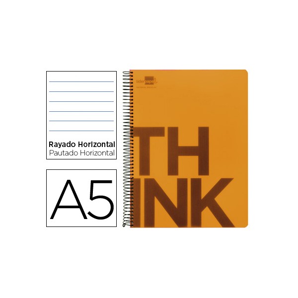 Cuaderno espiral liderpapel a5 micro think tapa plastico 160h 80 gr horizontal 5 bandas 6 taladros naranja. Cuaderno espiral liderpapel a5 micro think tapa plastico 160h 80 gr horizontal 5 bandas 6 taladros naranja.