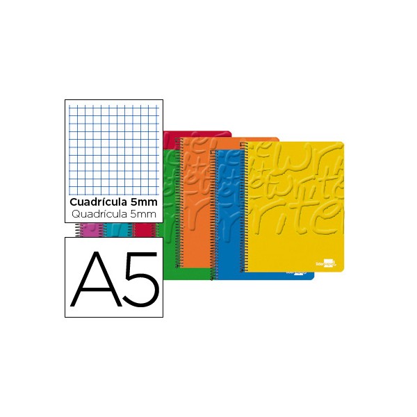 Cuaderno espiral liderpapel a5 micro write tapa blanda 80h 60 gr cuadro 5mm 6 taladros colores surtidos. Cuaderno espiral liderpapel a5 micro write tapa blanda 80h 60 gr cuadro 5mm 6 taladros colores surtidos.