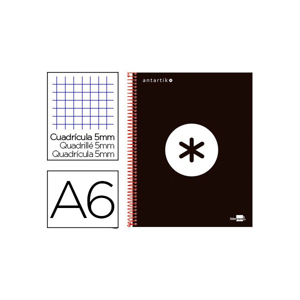 Cuaderno espiral liderpapel a6 micro antartik tapa forrada 100h 100 gr cuadro 5 mm 4 bandas color negro. Cuaderno espiral liderpapel a6 micro antartik tapa forrada 100h 100 gr cuadro 5 mm 4 bandas color negro.