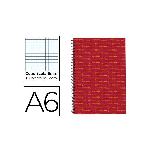 Cuaderno espiral liderpapel a6 micro multilider tapa forrada 140h 70g cuadro 5mm 5 bandas rojo. Cuaderno espiral liderpapel a6 micro multilider tapa forrada 140h 70g cuadro 5mm 5 bandas rojo.
