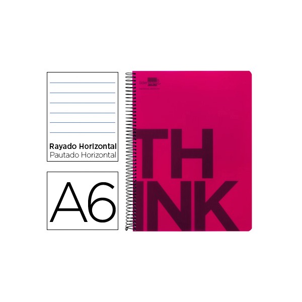 Cuaderno espiral liderpapel a6 micro think tapa plastico 140h 70g horizontal 4 bandas rojo. Cuaderno espiral liderpapel a6 micro think tapa plastico 140h 70g horizontal 4 bandas rojo.
