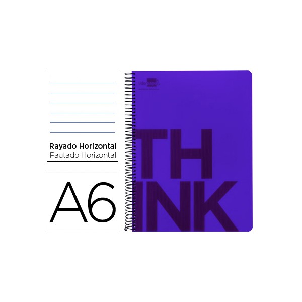 Cuaderno espiral liderpapel a6 micro think tapa plastico 140h 70g horizontal 4 bandas violeta. Cuaderno espiral liderpapel a6 micro think tapa plastico 140h 70g horizontal 4 bandas violeta.