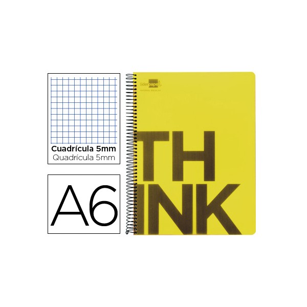 Cuaderno espiral liderpapel a6 micro think tapa plastico 140h 80 gr cuadro 5mm 4 bandas amarillo. Cuaderno espiral liderpapel a6 micro think tapa plastico 140h 80 gr cuadro 5mm 4 bandas amarillo.
