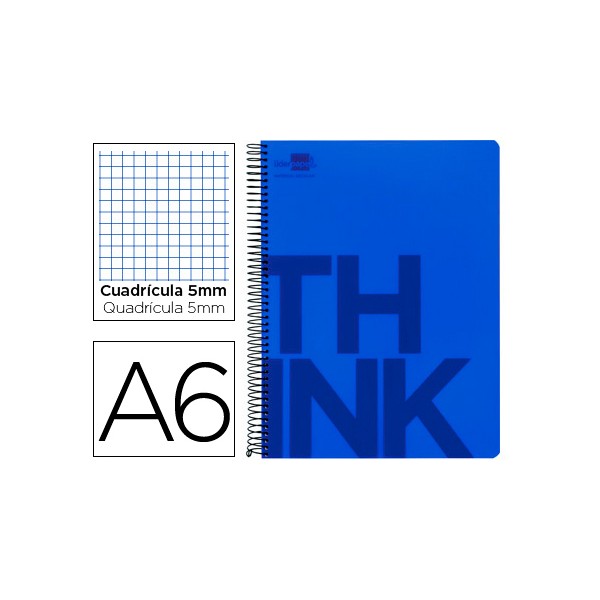 Cuaderno espiral liderpapel a6 micro think tapa plastico 140h 80 gr cuadro 5mm 4 bandas azul. Cuaderno espiral liderpapel a6 micro think tapa plastico 140h 80 gr cuadro 5mm 4 bandas azul.