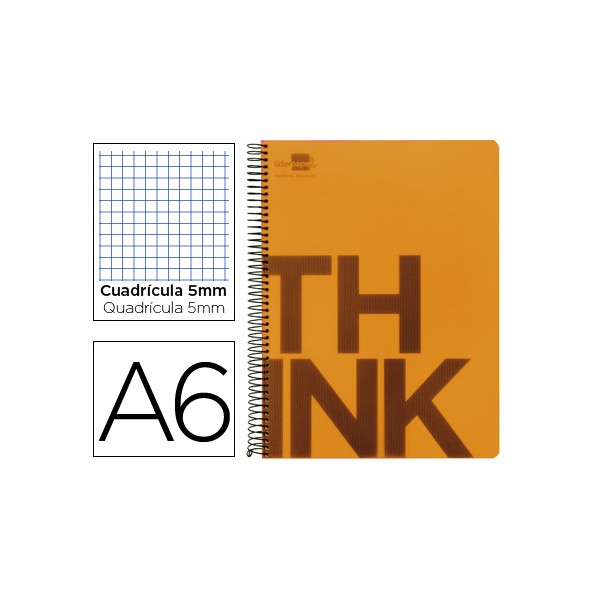 Cuaderno espiral liderpapel a6 micro think tapa plastico 140h 80 gr cuadro 5mm 4 bandas naranja. Cuaderno espiral liderpapel a6 micro think tapa plastico 140h 80 gr cuadro 5mm 4 bandas naranja.